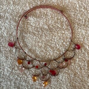 Vibrant Beaded Necklace with Pink and Orange Accents